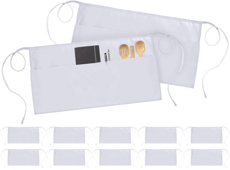 Utopia Wear 12 Pack Server Apron with 3 Pockets, Waist Apron for Waiter Waitress, 12 Inches, White - Image 5